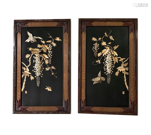 Pair of 19th Century Chinese Carved Hongmu Panels