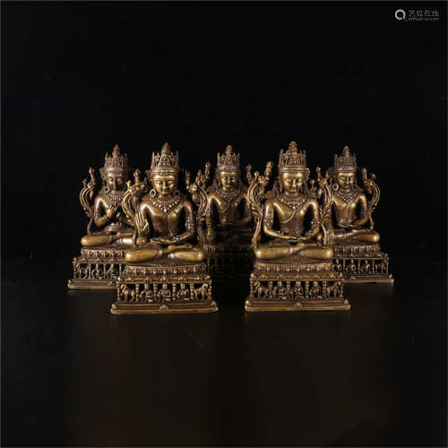 A SET OF COMPOUND METAL BUDDHA STATUES