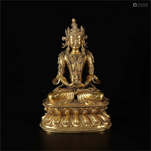 A CHINESE GILDED BRONZE BUDDHA STATUE