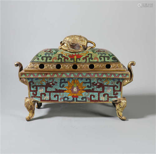 A CHINESE VINTAGE CLOISONNE BRONZE INCENSE BURNER