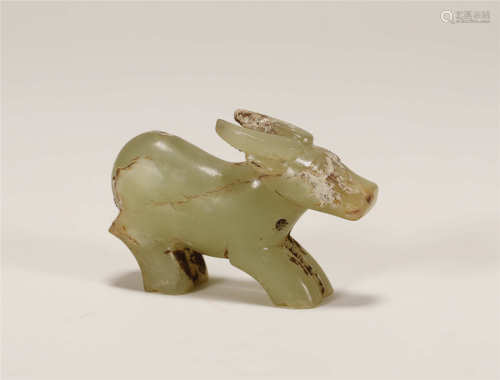 A CHINESE VINTAGE JADE BULL