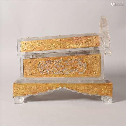 A CHINESE ROCK CRYSTAL BOX FOR RELICS