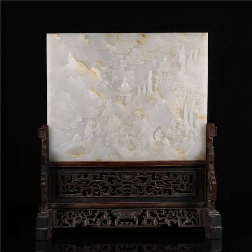 A WHITE JADE TABLE SCREEN