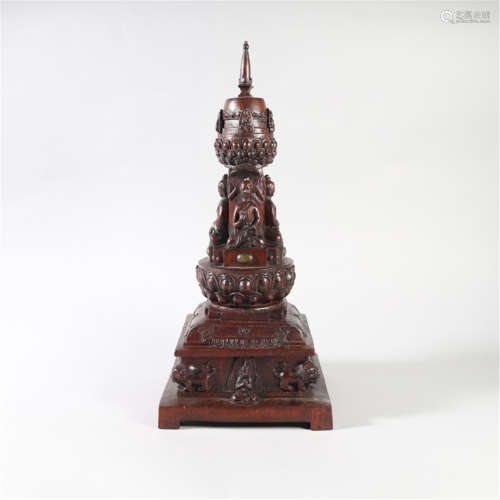A BOXWOOD BUDDHIST RELICS TOWER