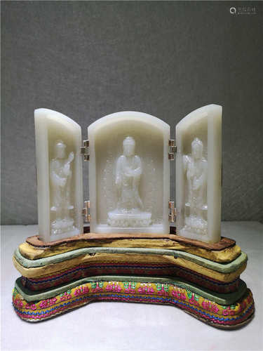 A CHINESE WHITE JADE BUDDHIST NICHE OR SHRINE