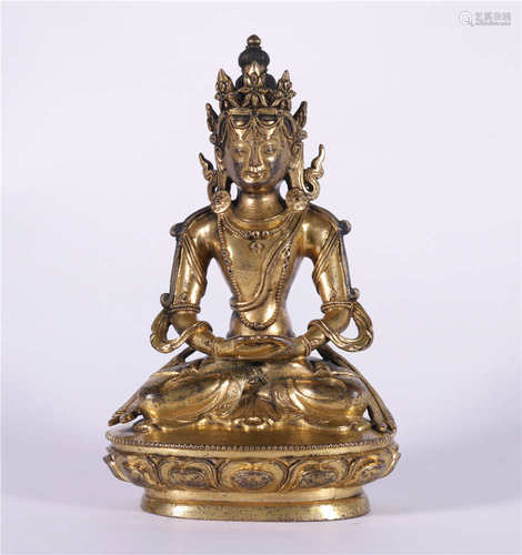 A CHINESE GILDED BRONZE BUDDHA STATUE