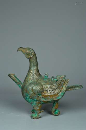 chinese bronze duck-form pot