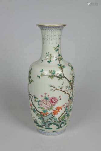 chinese famille rose porcelain flower pattern vase