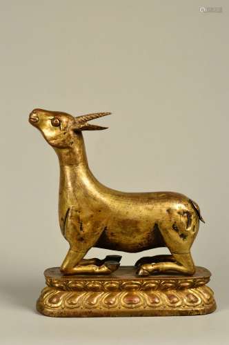 chinese gilt bronze goat ornament