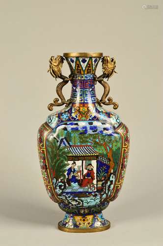 chinese cloisonne enameld bronze vase