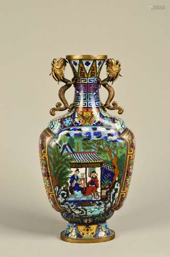 chinese cloisonne enameld bronze vase