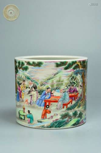 chinese famille rose porcelain brush pot