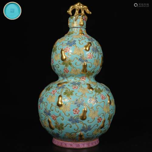 chinese famille rose porcelain double gourd vase