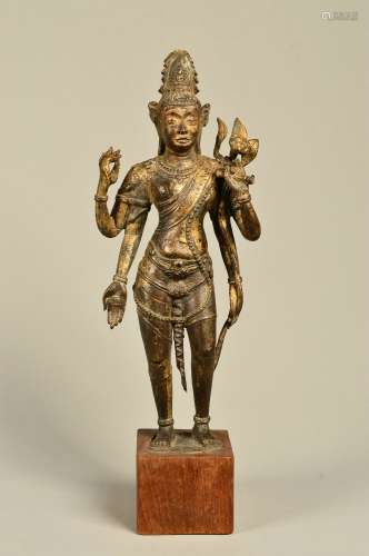 chinese gilt bronze stand buddha statue