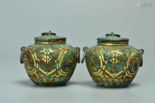 pair of chinese rare bronze pots