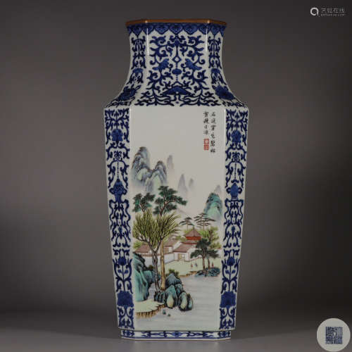 chinese blue and white porcelain square vase
