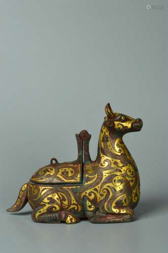 chinese bronze ox-form lamp