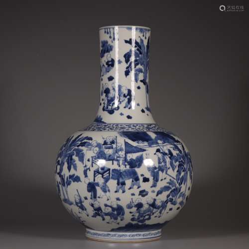chinese blue and white porcelain  figure pattern  globular v...