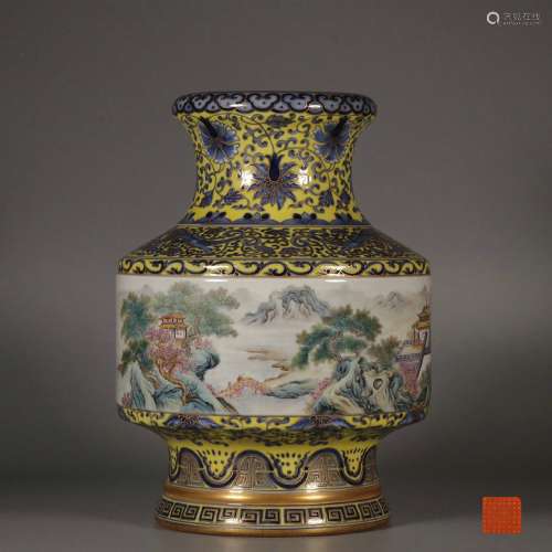 chinese yellow-ground porcelain vase