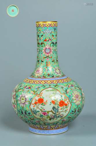 chinese famille rose porcelain flower pattern globular vase