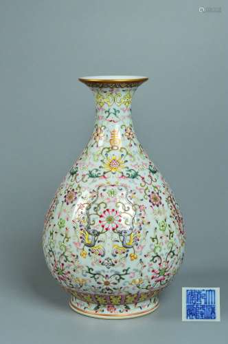 chinese porcelain flower pattern pear shape vase