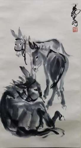 chinese huang zhou's donkey painting