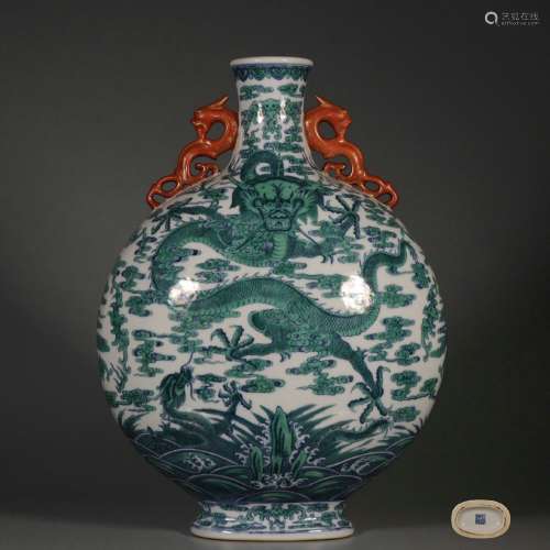 chinese doucai porcelain dragon pattern flat vase