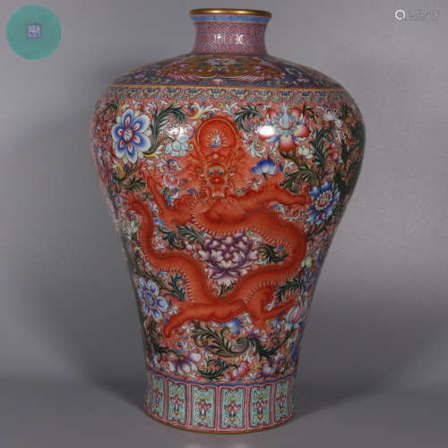 chinese famille rose porcelain dragon pattern meiping