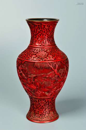 chinese red lacquered vase