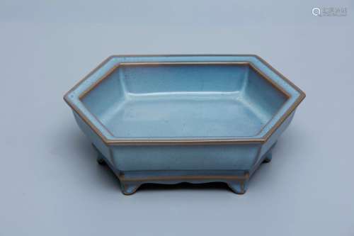 chinese jun kiln porcelain hexagonal brush washer