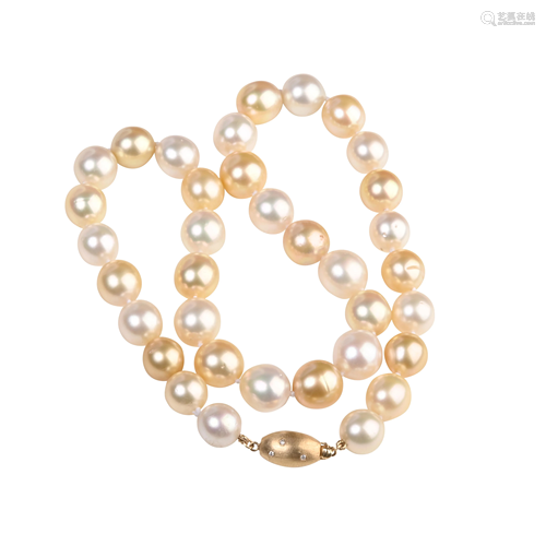 South Sea Cultured Pearl, Diamond, 14k Yellow Gold