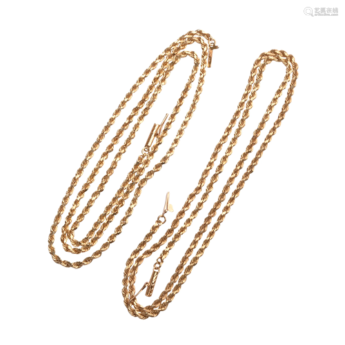 Collection of Two 14k Yellow Gold Chains.