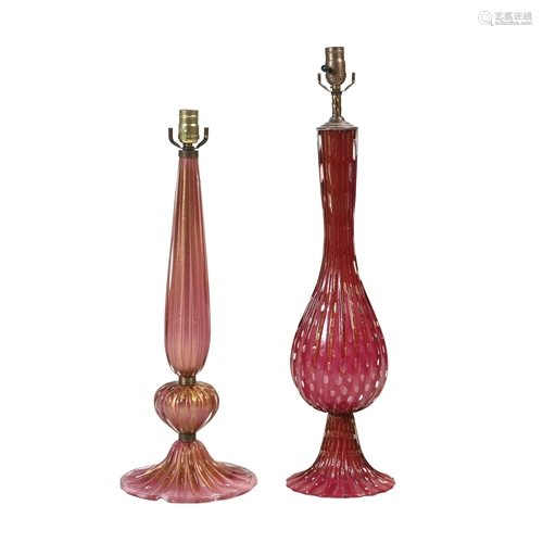 Two Mid-Century Murano Glass Lamps.