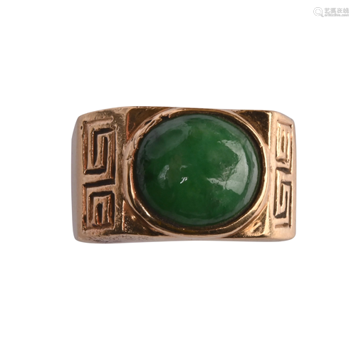 Jade, 14k Yellow Gold Ring.