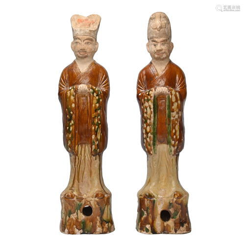 A Pair of Tang Dynasty Sancai Figures.