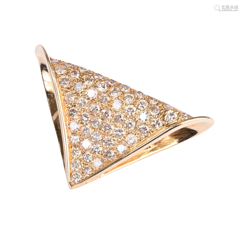 Diamond, 14k Yellow Gold Slide Pendant.