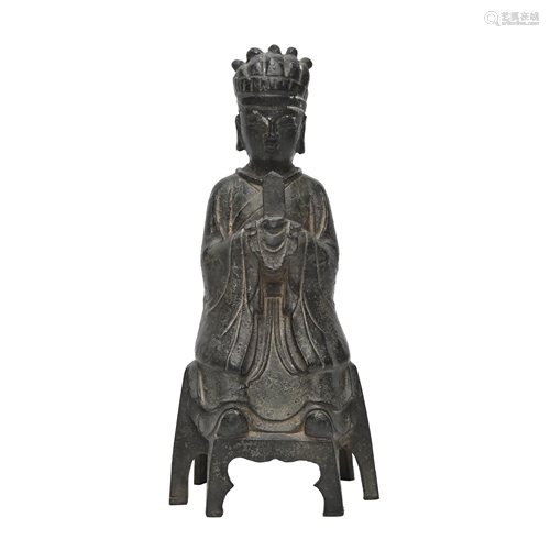 Ming Dynasty Cast Bronze Figure of an Official