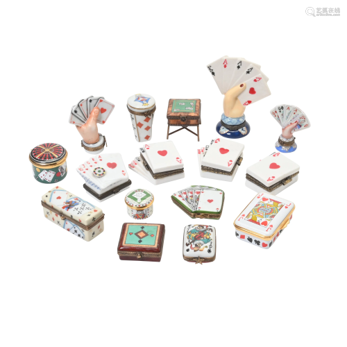 Collection of Painted Porcelain Novelty Boxes Including