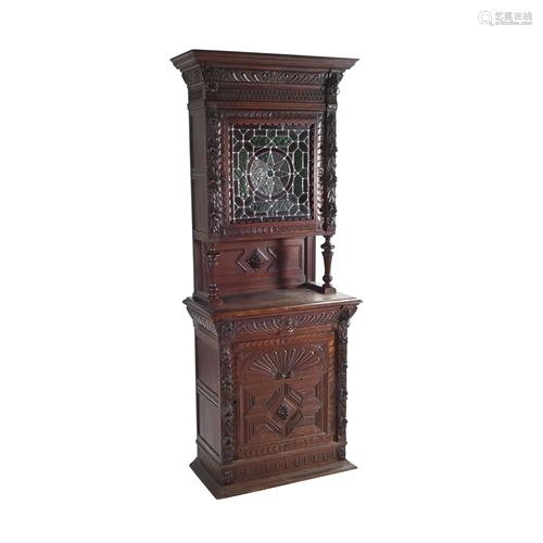 Renaissance Revival Two Piece Mahogany and Stained