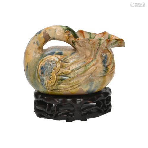 A Chinese Duck-Form Sancai Pottery Vessel.