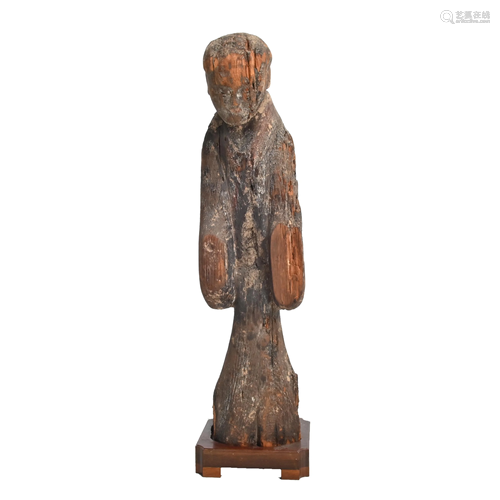 A Rare Large Carved Wood Burial Figure.