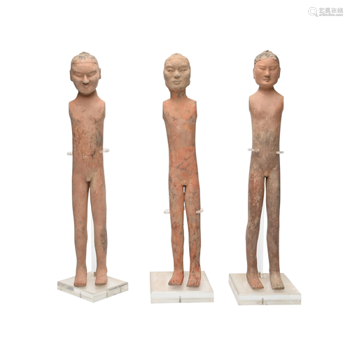 Three Han Dynasty Pottery Figures