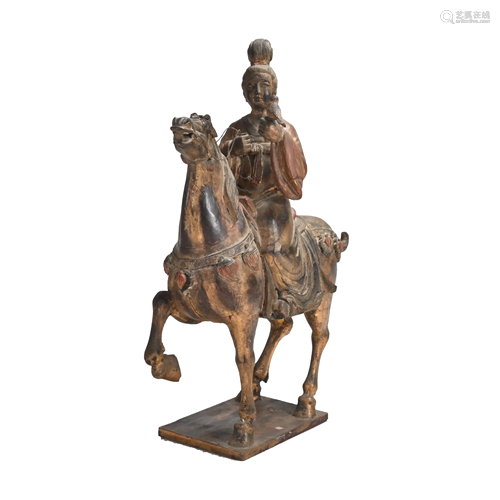 Large Chinese Wooden Statue of Female Deity