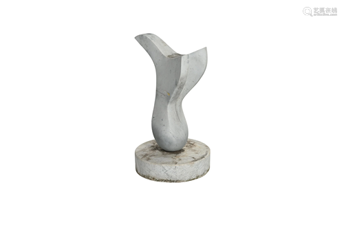 White Marbled Abstract Figure on Stand.