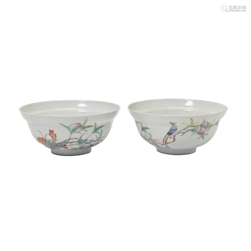 Pair of Chinese Famille Rose Porcelain Bowls.