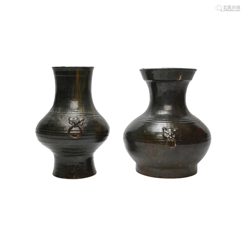 Two Green Gazed Han Dynasty Pottery Jars.