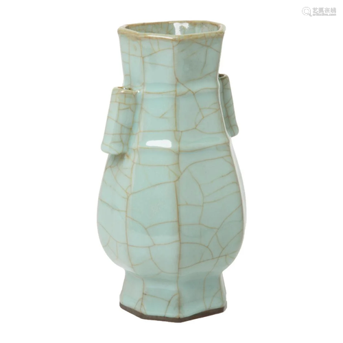 Chinese Longquan Guan-Type Octagonal 'Hu' Vase.