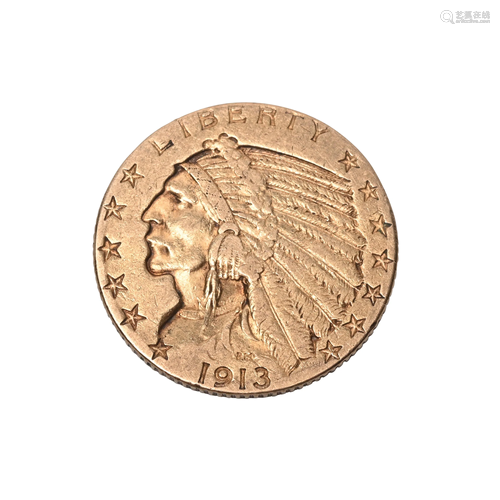 US 1913(S) $5.00 Indian Head Gold Coin