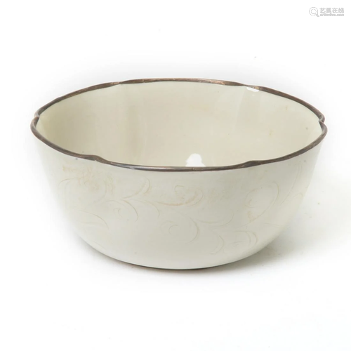 Chinese Ding-Type Lobed Bowl.