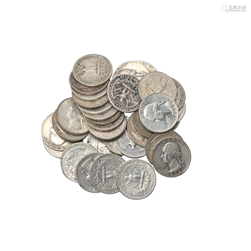 Lot of US Silver Dimes (104); Quarters (32) Pre 1965.